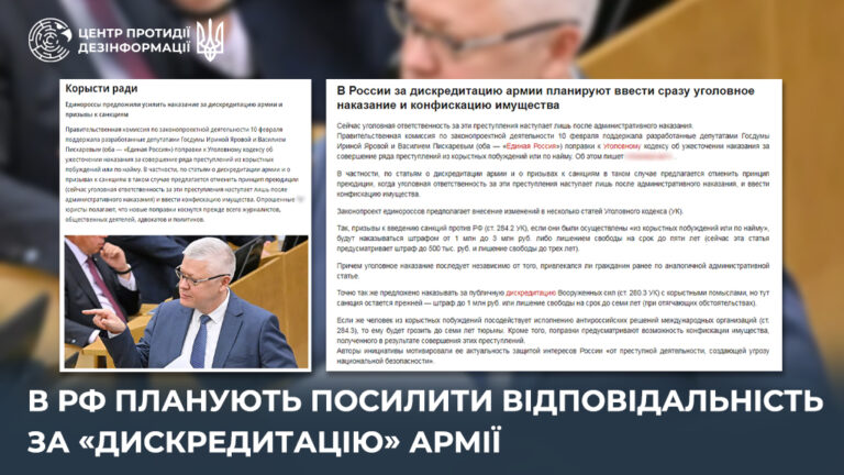 В рф планують посилити відповідальність за «дискредитацію» армії