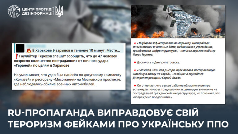 ru-пропаганда виправдовує свій тероризм фейками про українську ППО