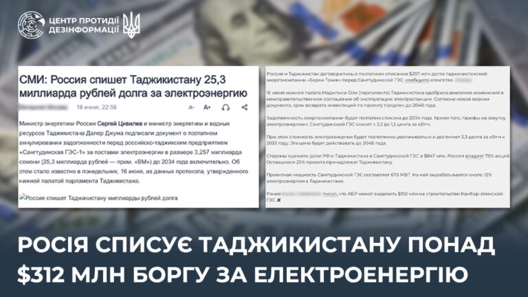 росія списує Таджикистану понад $312 млн боргу за електроенергію