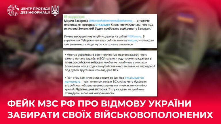 Фейк мзс рф про «відмову» України забирати своїх військовополонених