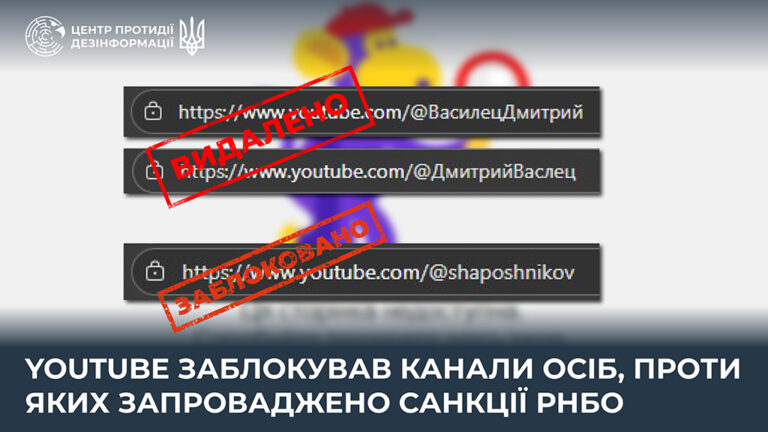 YouTube заблокував канали осіб, проти яких запроваджено санкції РНБО