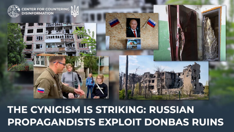 The cynicism is striking: russian propagandists exploit Donbas ruins