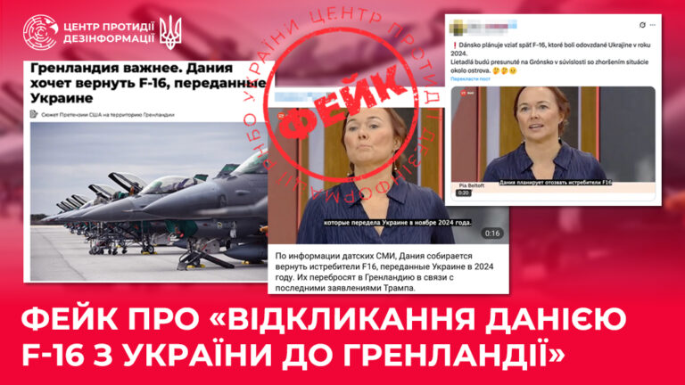 Фейк про «відкликання Данією F-16 з України до Гренландії»