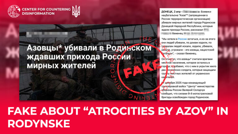Fake about “atrocities by Azov” in Rodynske
