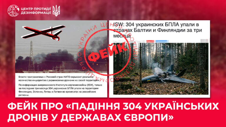 Фейк про «падіння 304 українських дронів у державах Європи»