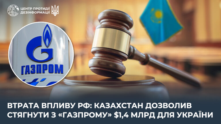 Втрата впливу рф: Казахстан дозволив стягнути з «газпрому» $1,4 млрд для України