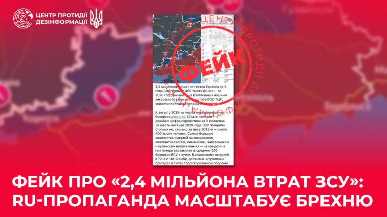 Фейк про «2,4 мільйона втрат ЗСУ»: ru-пропаганда масштабує брехню