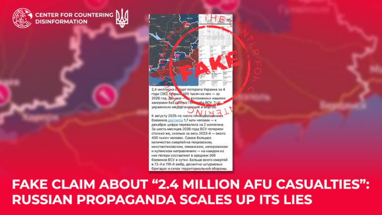 Fake claim about “2.4 million AFU casualties”: russian propaganda scales up its lies