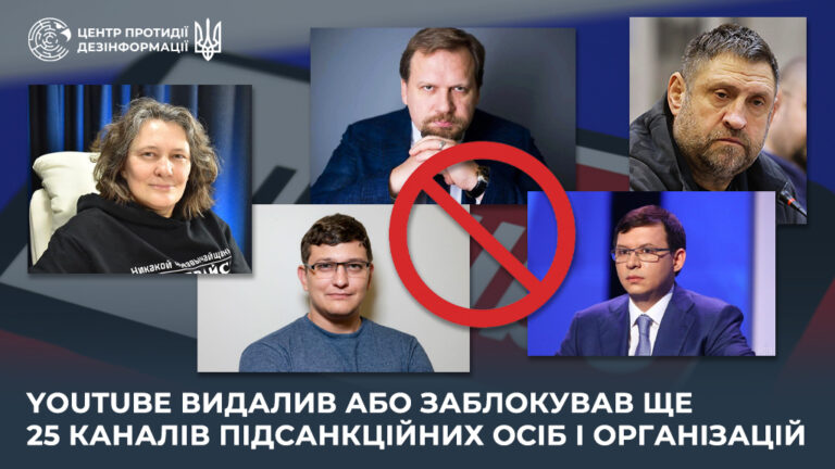 YouTube видалив або заблокував ще 25 каналів підсанкційних осіб і організацій