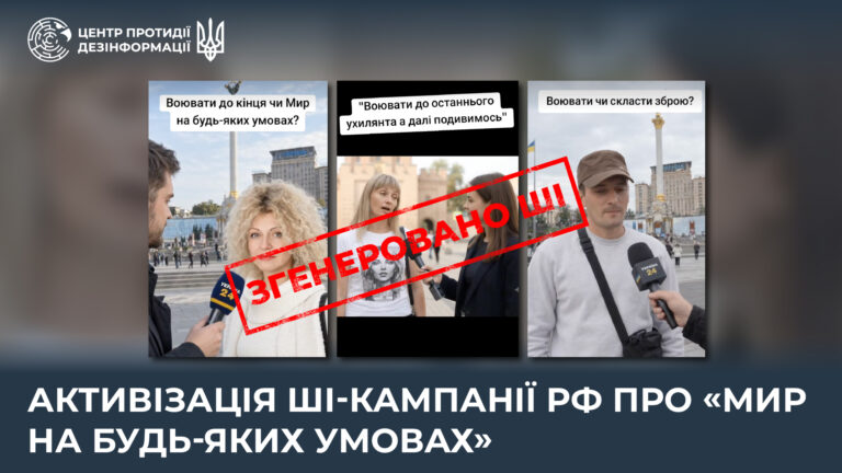 Активізація ШІ-кампанії рф про «мир на будь-яких умовах»